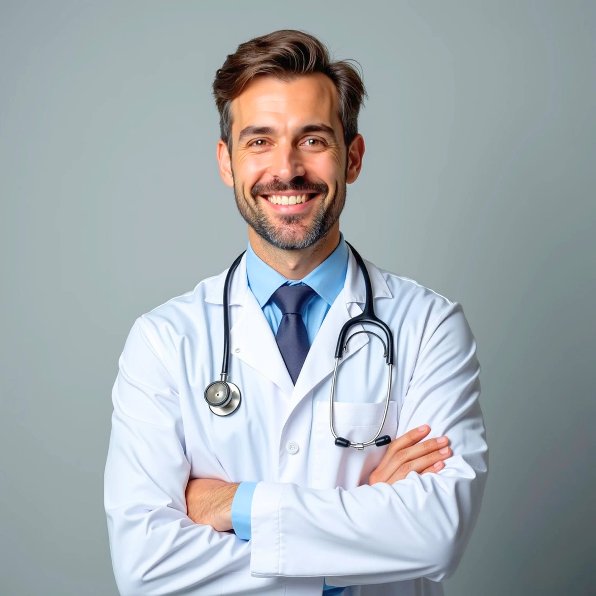 A group of consultant doctors certified in NaProTECHNOLOGY, in a clinical hallway.